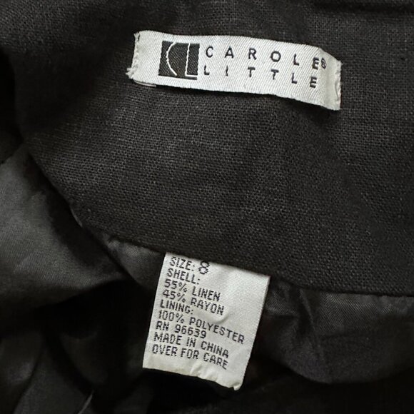 Vintage Carole Little Black Embroidered Palm Tree Skirt Women's Size 8 Linen - Picture 15 of 15